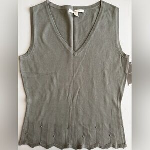 💚🧶MERONA Sage Green Cotton Sleeveless Sweater NWT🌱